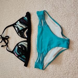 Victoria's Secret Pink marbled color block mini bikini swimming suit